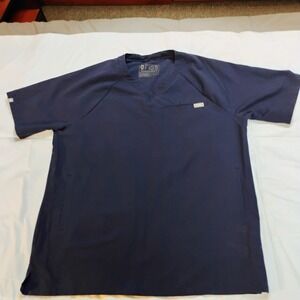 Figs Catarina One Pocket Scrub Top Womens Medium blue Technical